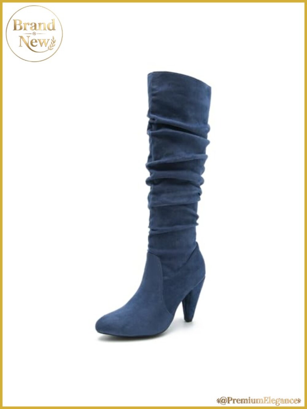 Women's Knee High Boots Pointed Toe Kitten Heel Side Zipper Slouchy Tall Boots